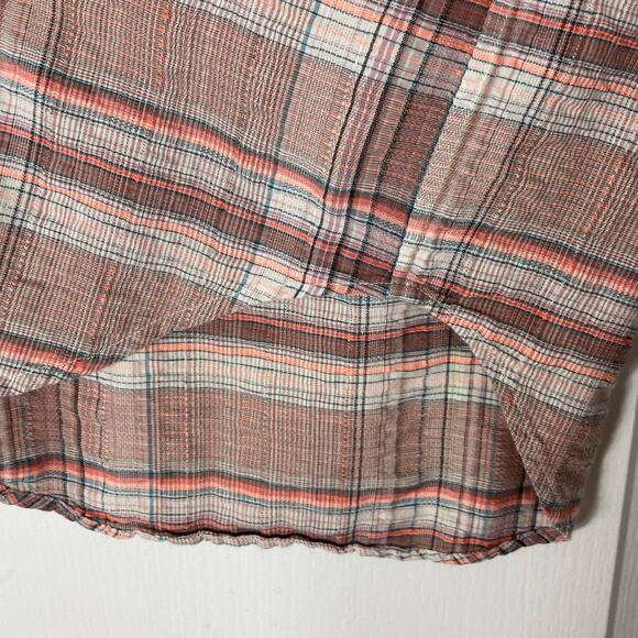NWOT CURRENT/ELLIOTT Top S Plaid Beige Brown Multi Pocket Long-Sleeve Cotton - Picture 5 of 16
